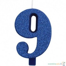 Žvakutė "9", mėlyna (9,5 cm)
